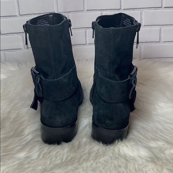 Marc Fisher Black Suede Engineer Booties Sz 7.5 - Picture 4 of 7